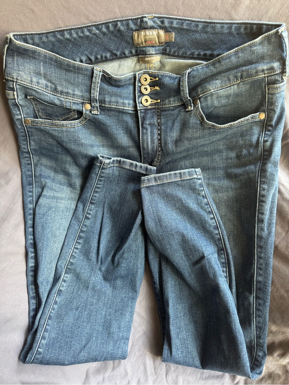torrid Medium Blue High-Rise Skinny Jeggings with Triple Button